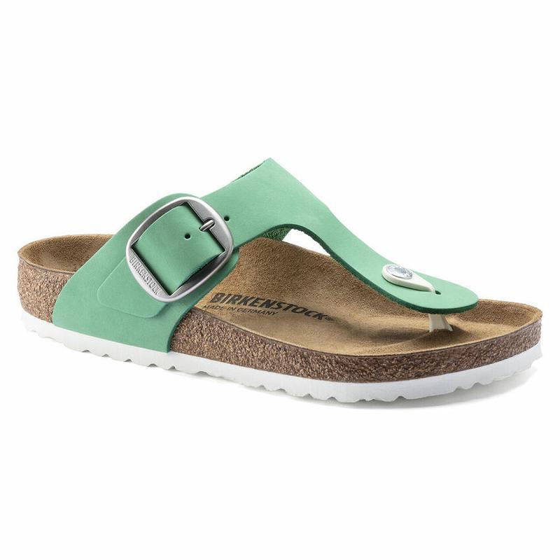 Birkenstock Big Přezkou Nubuck Læder Gizeh Dame Grøn | DK 420OKI